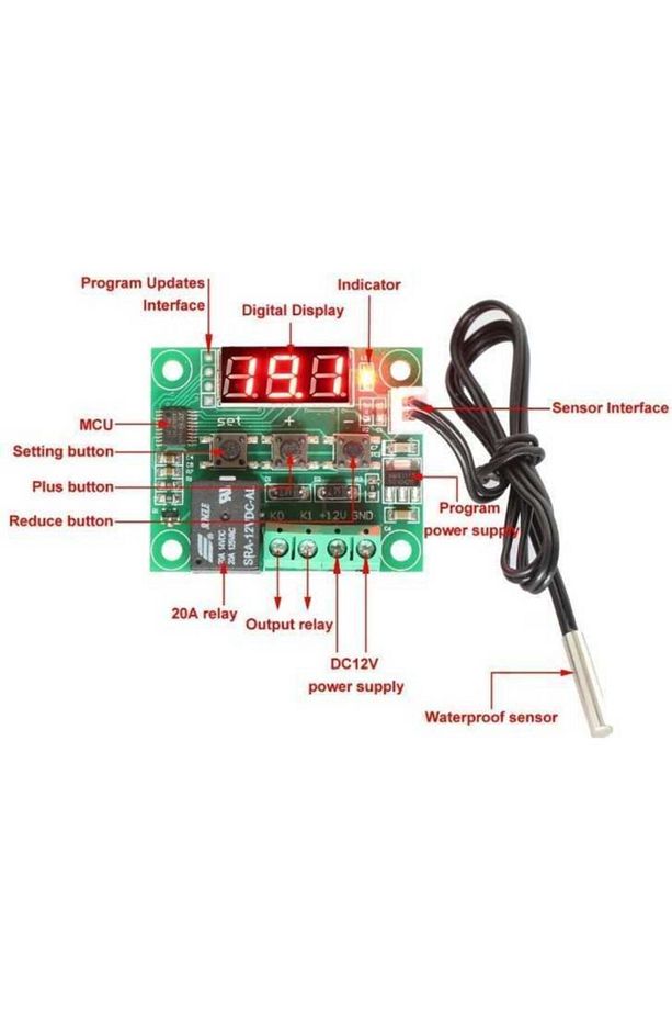 W1209 Dijital Termostat Sıcaklık Kontrol Kartı 12v Röle Ntc Sensör - 4