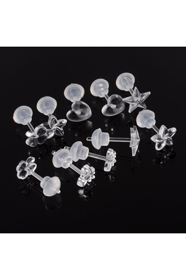 10pcs 10PCS/Lot Mix Styles Hypoallergenic Simple Plastic Earrings Clear Ear Pins Needle And Resin Ea