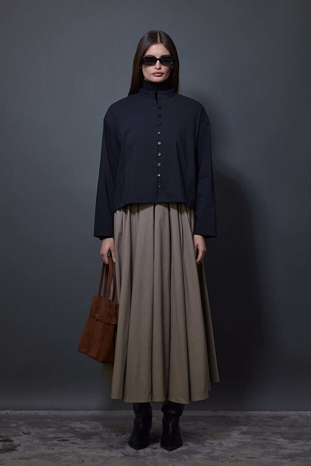 - قميص أسود بأزرار الوحدة - 1