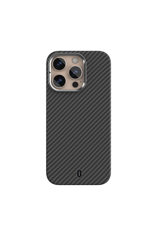 iPhone 16 Pro Max Kılıf Wiwu DCC-206 Magsafe Uyumlu Kamera Standlı Aramid Fiber Kevlar Kapak Siyah - 1