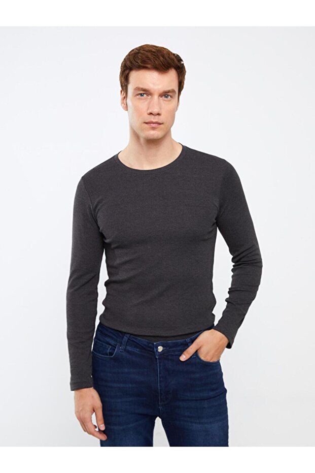 Bisiklet Yaka Uzun Kollu Erkek Sweatshirt (W3) - 1