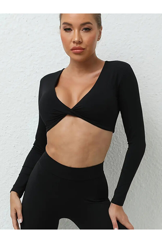 Women's Black Knot Detail Crop Body