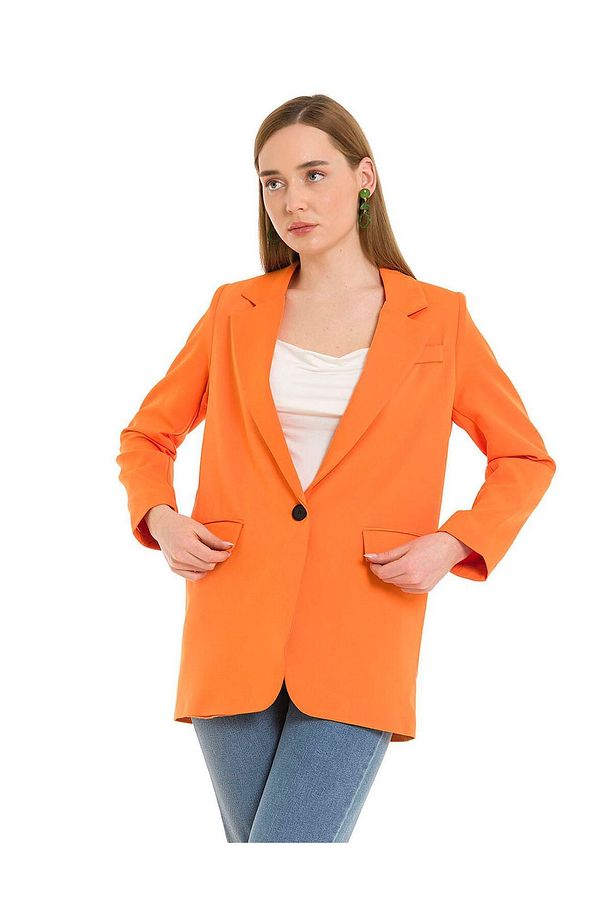 Kadın Tek Düğme Blazer Ceket - 1