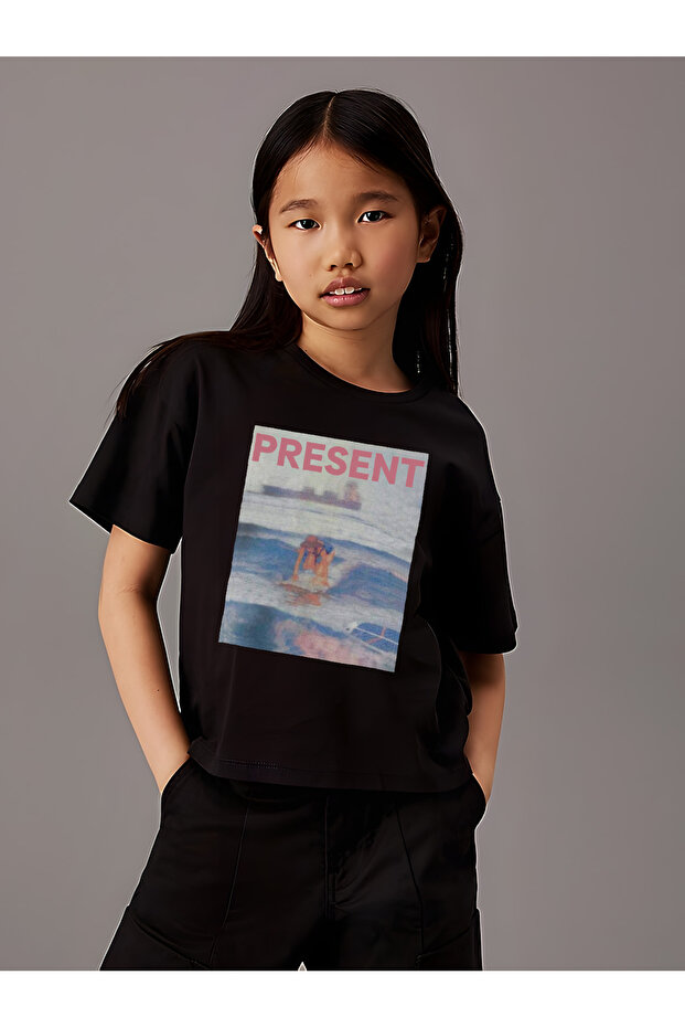Children's Written Heart Printed Cotton T-Shirt