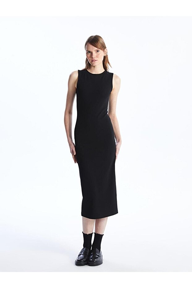 Women's Crew Neck Plain Dress (S4)