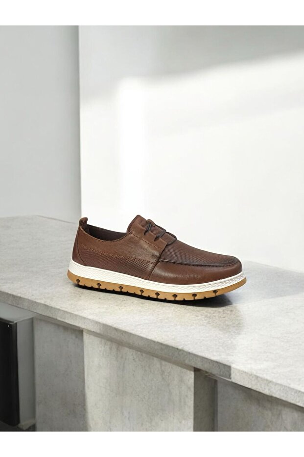 Men's Genuine Leather Lace-Up Rubber Sole Comfortable and Stylish Casual Shoes