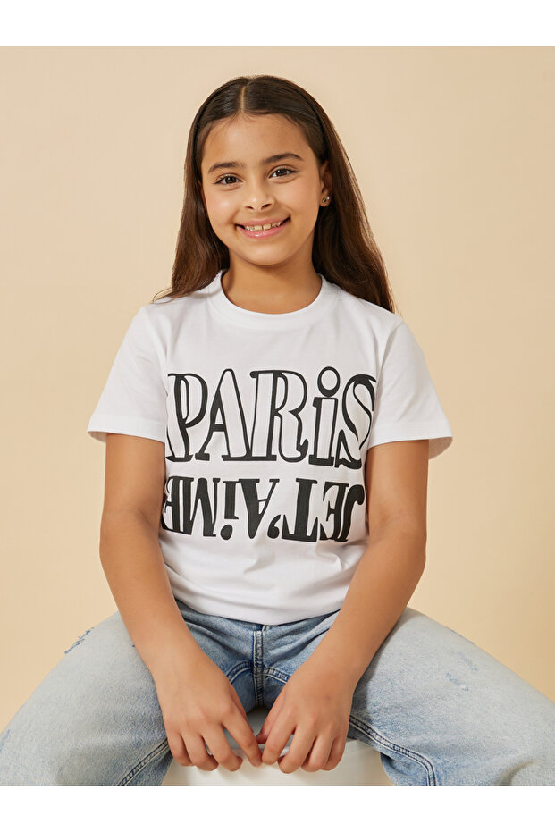 Slogan Print Round Neck T-Shirt