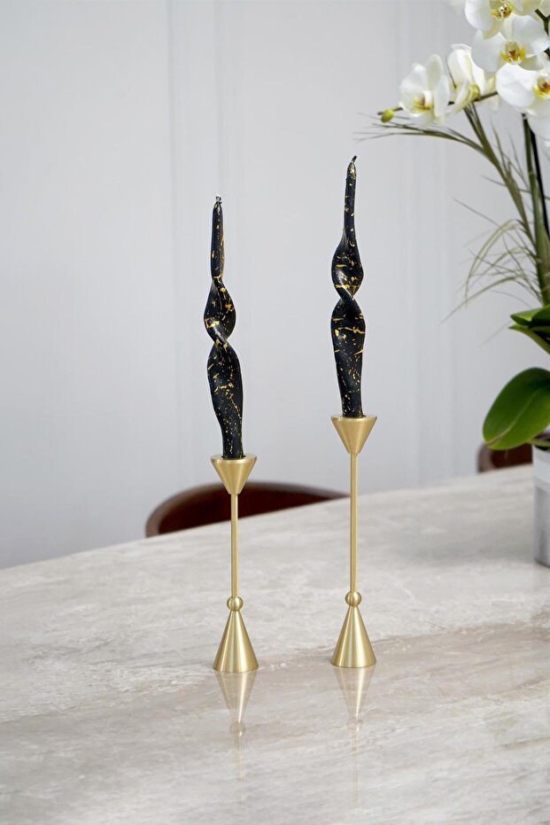 Pirinç El Yapımı Konik Şamdan - 3