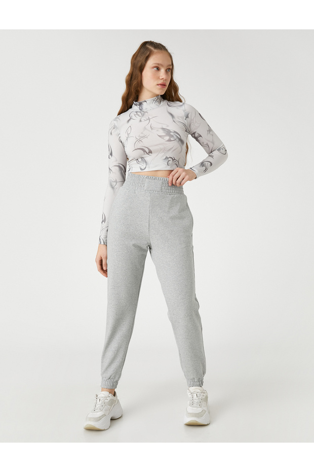 Women's Gray Melange Sweatpants 3SAL40018IK
