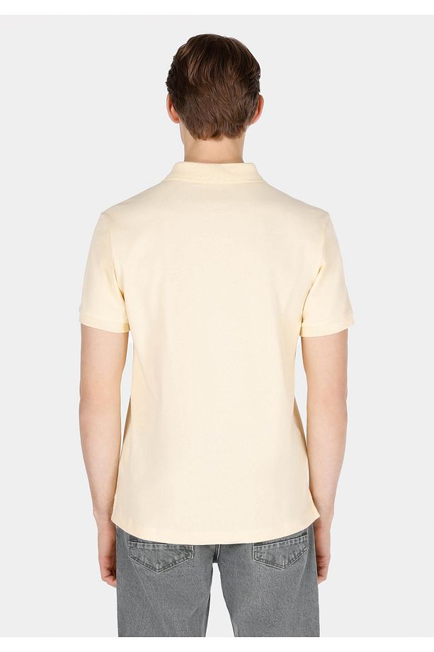 Regular Fit Polo Yaka Düz Erkek Sari Kısa Kol Tişört - 2