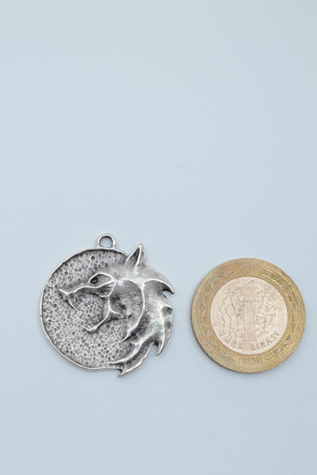 Witcher 3 Madalyon Gümüş Kaplama Örme Zincir Kolye - 4