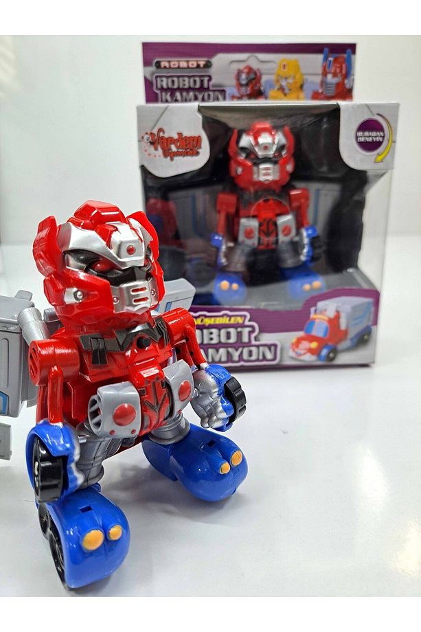 IŞIKLI ve SESLİ Kamyona Dönüşen Robot kamyon ARABA robot transform 10,5X6cm bas robota dönüşsün - 4
