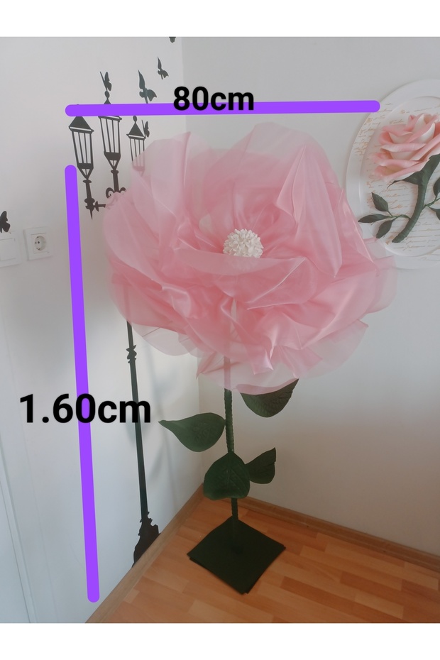 Dev tül çiçek pembe - 3