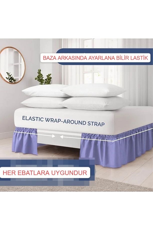 baza fırfır baza eteği çift kişilik tek kişilik yatak lastikli fırfır komple yatak - 3