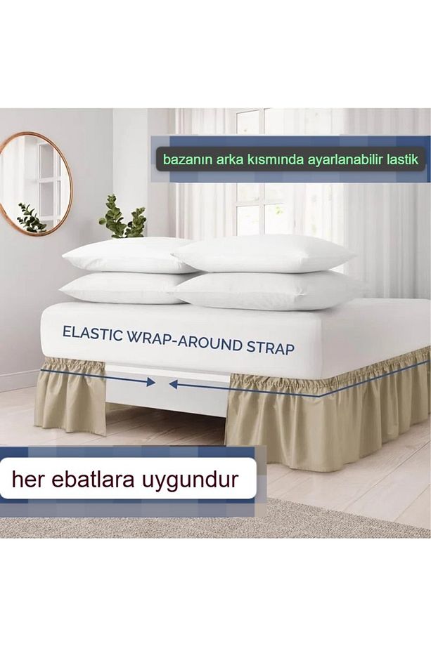 baza fırfır baza eteği çift kişilik tek kişilik yatak lastikli fırfır komple yatak - 3