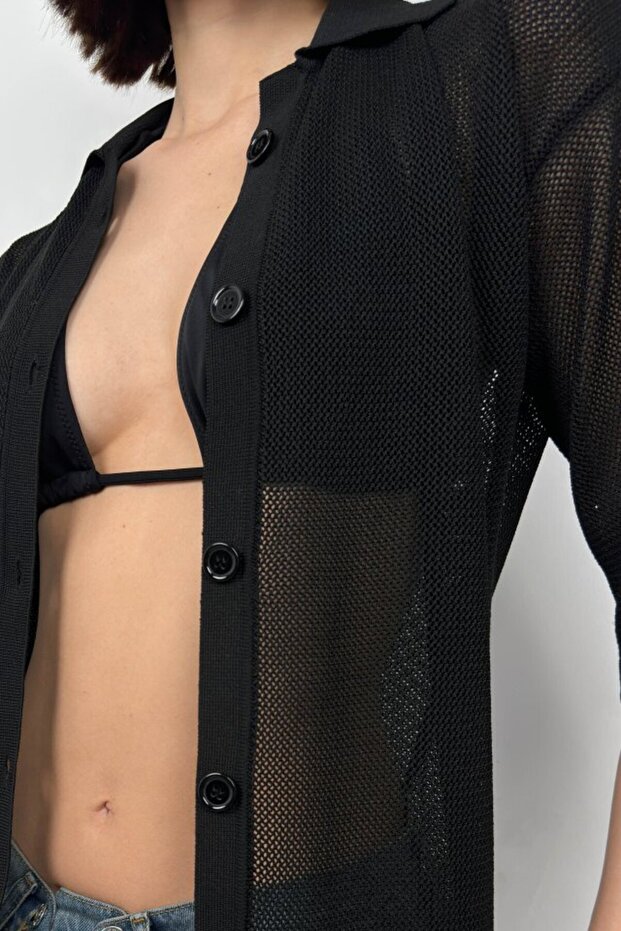    بلوزة شبكية بياقة بولو - 4