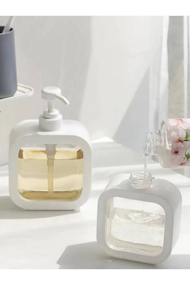 2li set 500ml ve  300 ml Tezgah Üstü Dikdörtgen Sıvı Sabunluk  2li set – Şık ve Pratik Tasarım! - 5