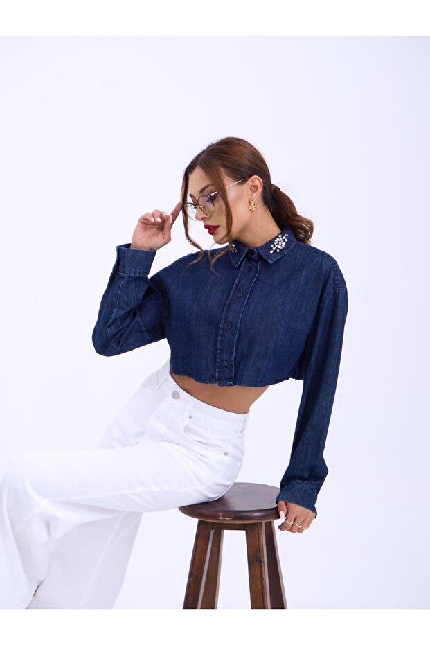 6603 Denim Blazer-Blue