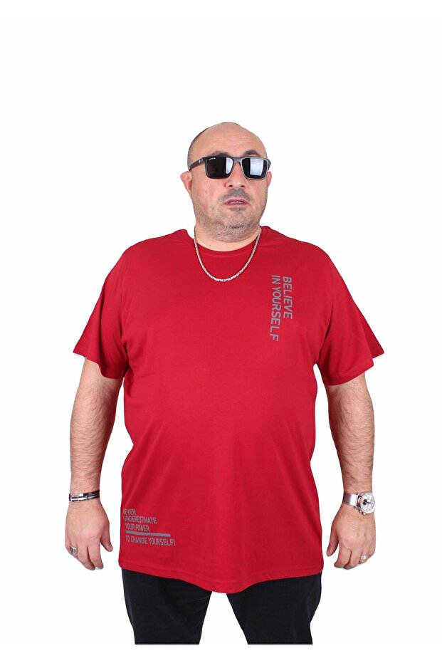 Men's Plus Size Crew Neck T-Shirt Believe 25157 Maroon