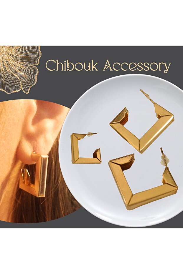 Modern Angular Gold Earrings - 1