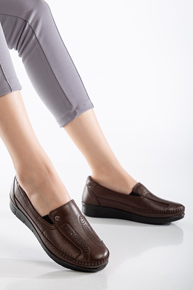 92105 Orthopedic Women's Leather Comfortable Mold Saddler Processing Detailed Shoes
