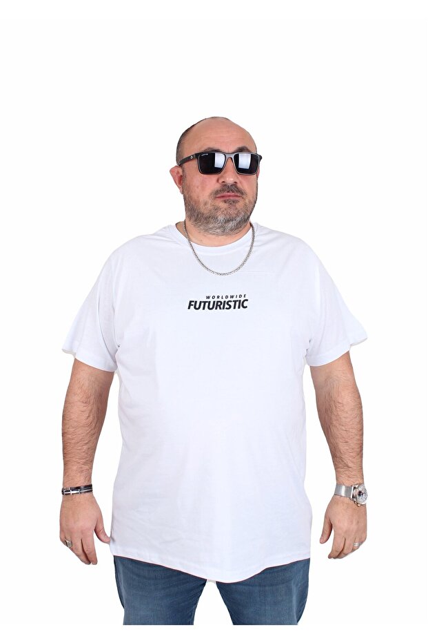 Men's Big Size Crew Neck T-Shirt Urban 25142 White