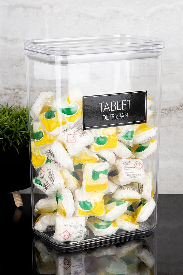 Tablet Deterjan Etiketli Deterjan Kutusu Saklama Kabı 3000ml Mika - 3