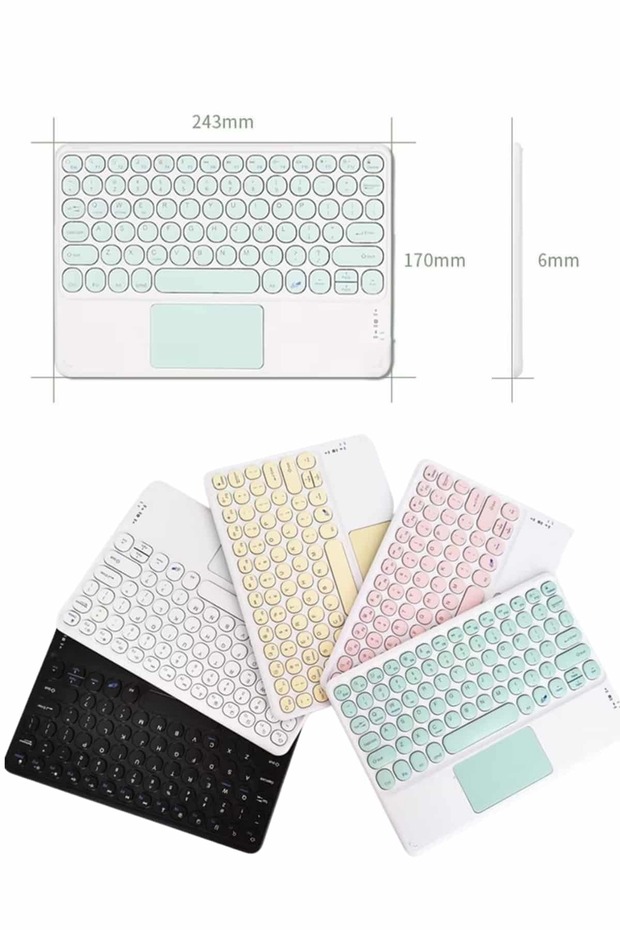 Touchpad Tüm Cihazlara Uyumlu Bluetooth Klavye Touchpad Slim Kablosuz Wifi Q Klavye - 5