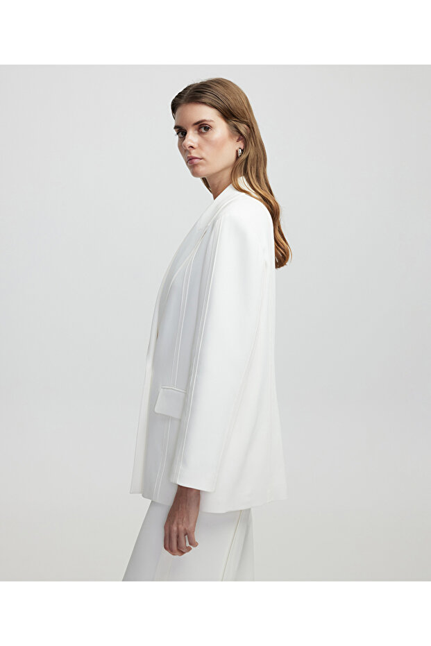 Triko şerit aplikeli blazer - 3