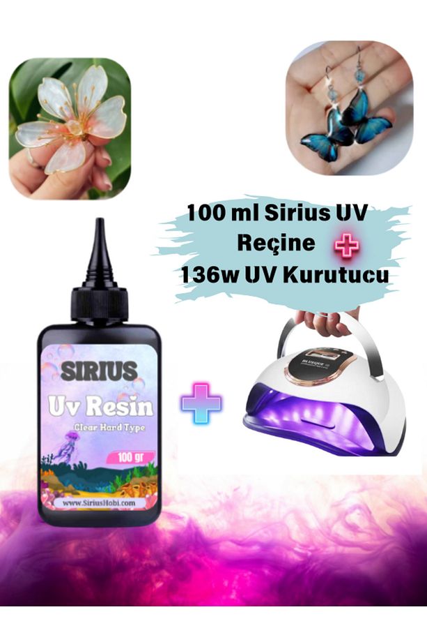 Sirius Uv Reçine Sert Tip-hızlı Kürlenen 100 ml 136w Uv Epoksi Kurutucu Seti - 1