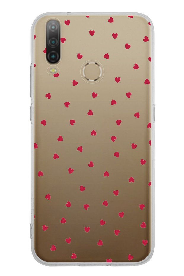 جراب سيليكون شفاف بتصميم قلوب حمراء متوافق مع General Mobile GM 10
