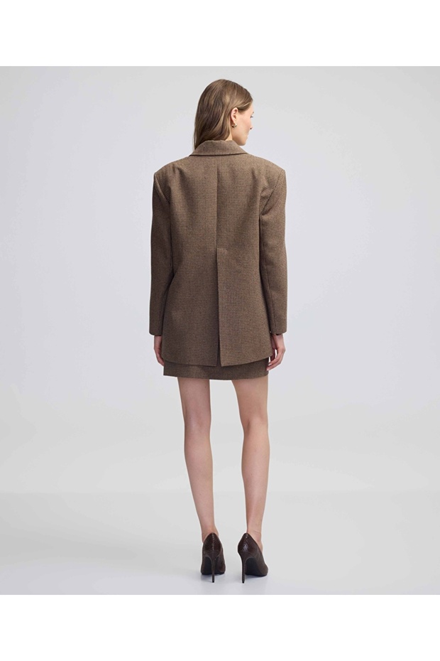 Mini ekose desen blazer - 6