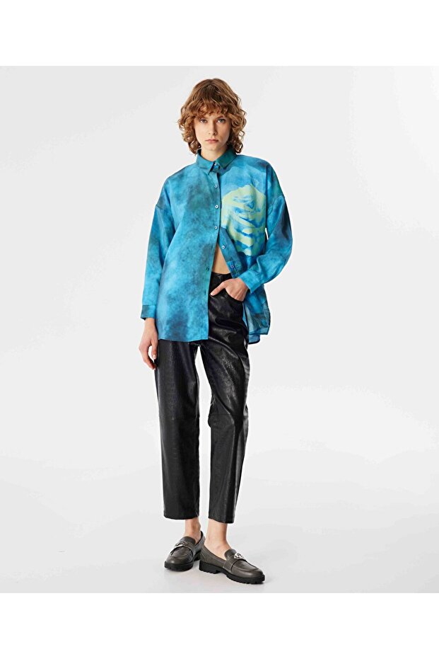 Görsel baskılı oversıze gömlek - 2