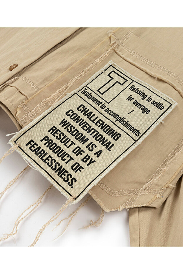 Slogan patch'li crop gömlek - 4