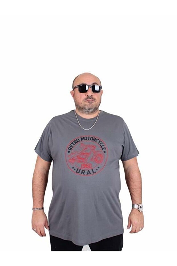 Men's Plus Size Crew Neck T-Shirt Motorcycle 25171 Fume