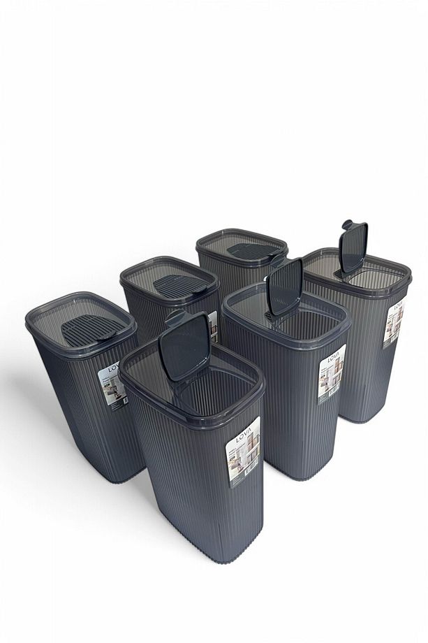 Erzak Saklama Kabı 4 lt, Antrasit, 6'lı Set - 4