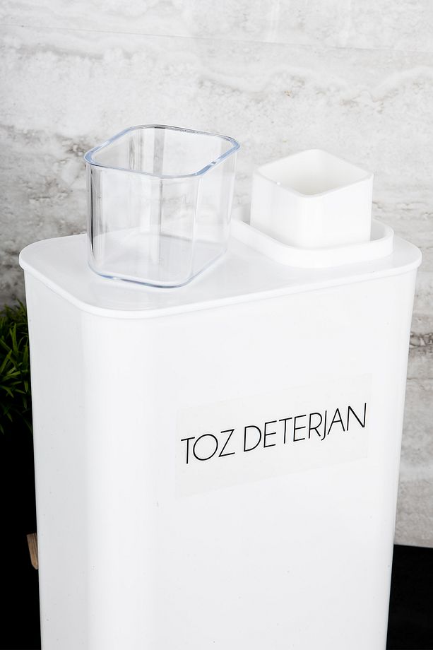 Kendinden Ölçekli Deterjan Kutusu Seti Toz Deterjan Etiketli Saklama Kutusu Deterjanlık 3000ml - 4