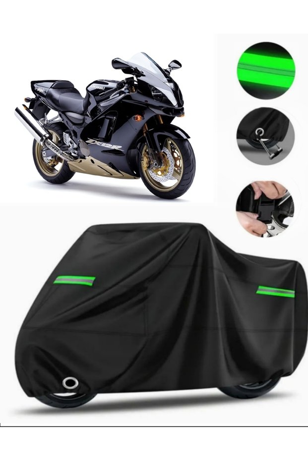 Kawasaki Zx-12 R Compatible Motorcycle Tarpaulin Premium (Lock Compatible)- Black - Mpro9002