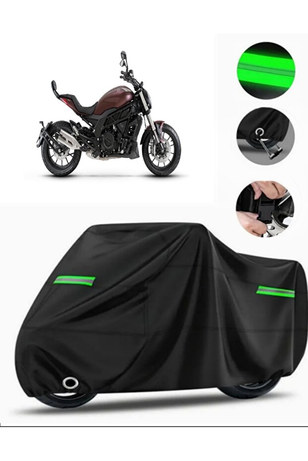 Benelli 502-C Compatible Motorcycle Tarpaulin Premium (Lock Compatible)- Black - Mpro9002