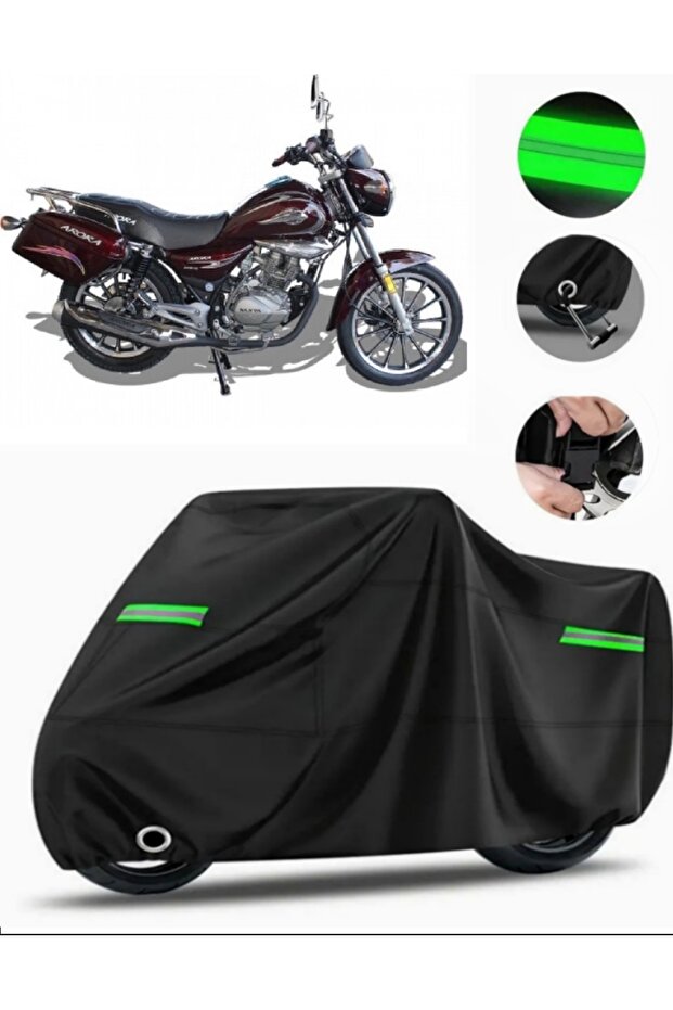 Arora Ar 180-16 C Compatible Motorcycle Tarpaulin Premium (Lock Compatible) - Black - Mpro9002
