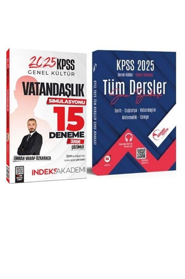 İndeks 2025 KPSS Vatandaşlık 15 Deneme ve Tüm Dersler Soru Bankası (2 Kitap) - 1