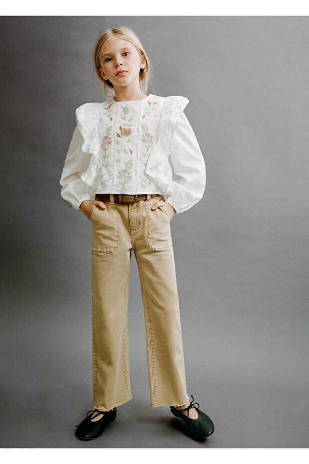 Çiçek işlemeli bluz - 4