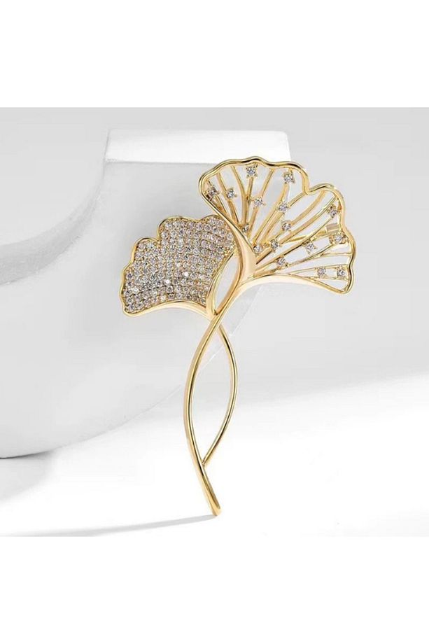 Zarif Ginkgo Yaprak Broş - 3