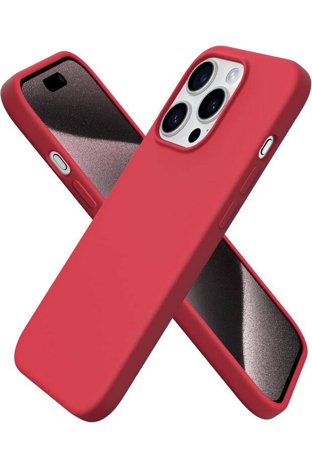 Soft Silicone with Velvet Inner Surface Compatible with iPhone 13 Promax High Quality Launch Case-Red