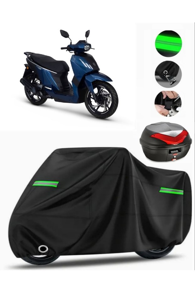 Peugeot Tweet 200 Rear Bag Compatible Motorcycle Tarpaulin Premium (Lock Compatible)-Black