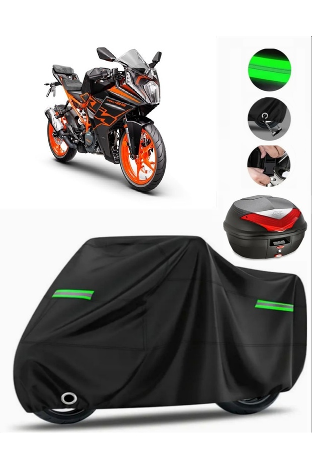 Ktm 250 Rc Abs Rear Bag Compatible Motorcycle Tarpaulin Premium (Lock Compatible)-Black