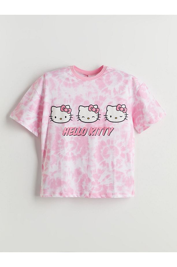 LCW Kids Bisiklet Yaka Hello Kitty Baskılı Kısa Kollu Kız Çocuk Şortlu Pijama Takımı Pembe - 2
