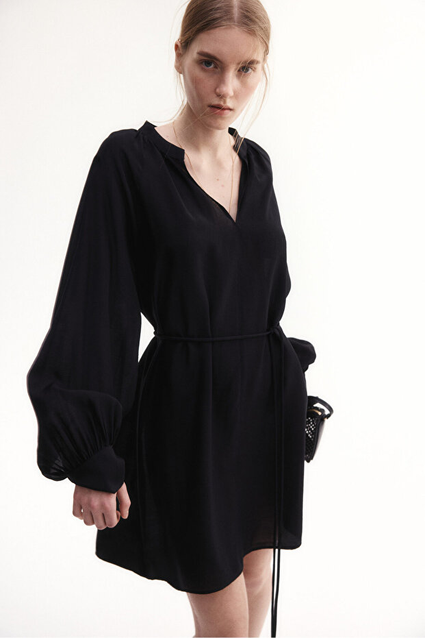 Kuşaklı Tunik Elbise - 1