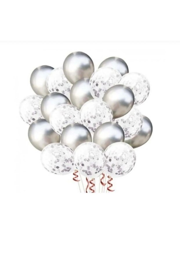Party Silver and Silver Sequin Balloon Set 10 Pieces