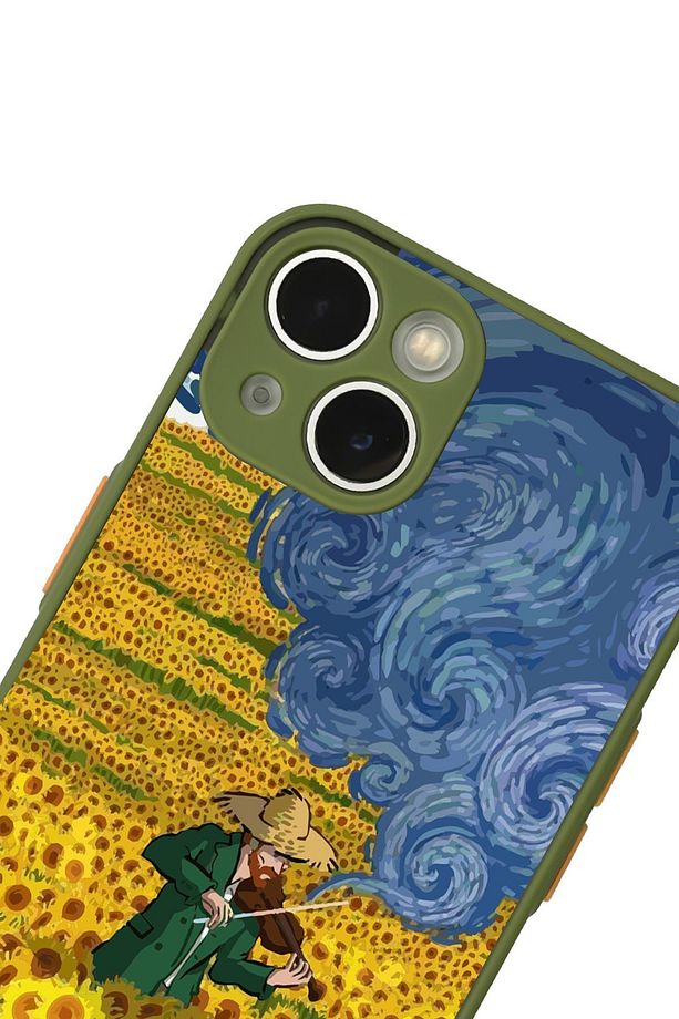 iPhone 13 Uyumlu Sarı Çiçekler Desenli MatGuard Buzlu Şeffaf Telefon Kılıfı - 2